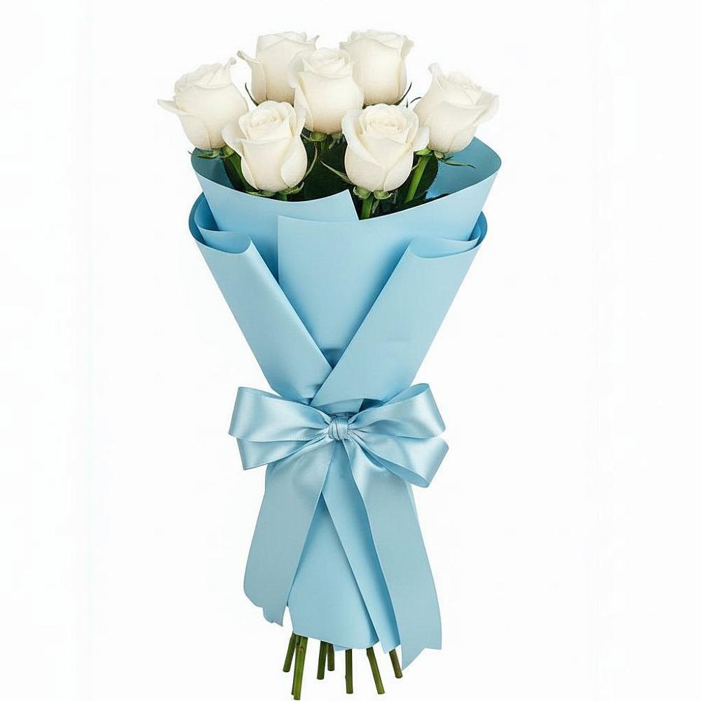 Букет 7 белых роз Проуд в Тихвине