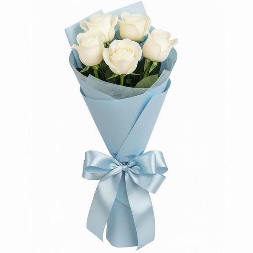 Букет 5 Белых роз Проуд в Тихвине