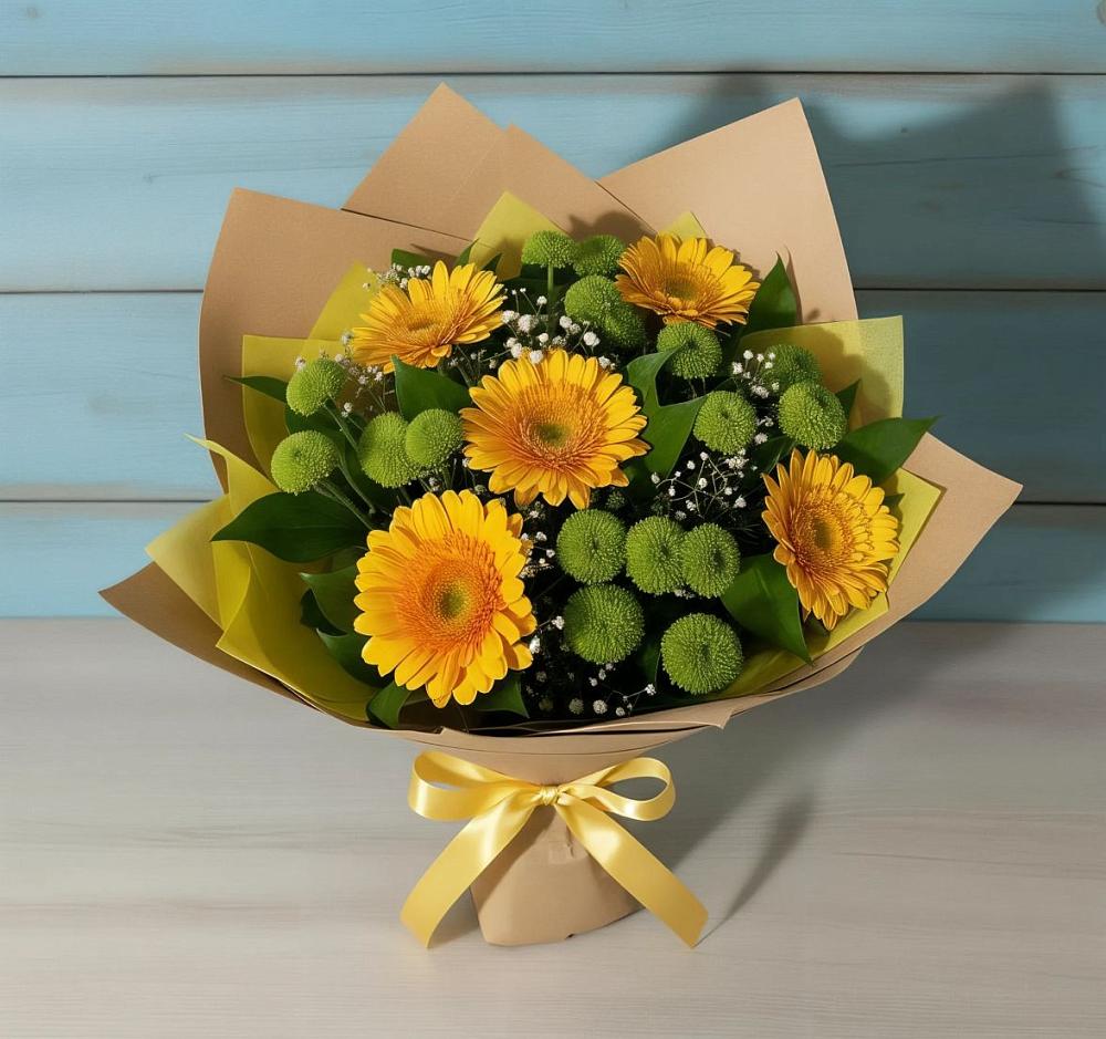 Букет цветов из: Герберы и Хризантемы в Тихвине
