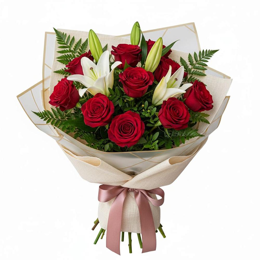 Букет цветов из: Лилии и Розы в Тихвине