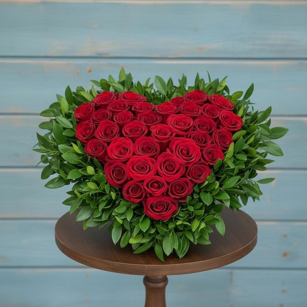 Цветочная композиция из Розы в виде сердца в Тихвине