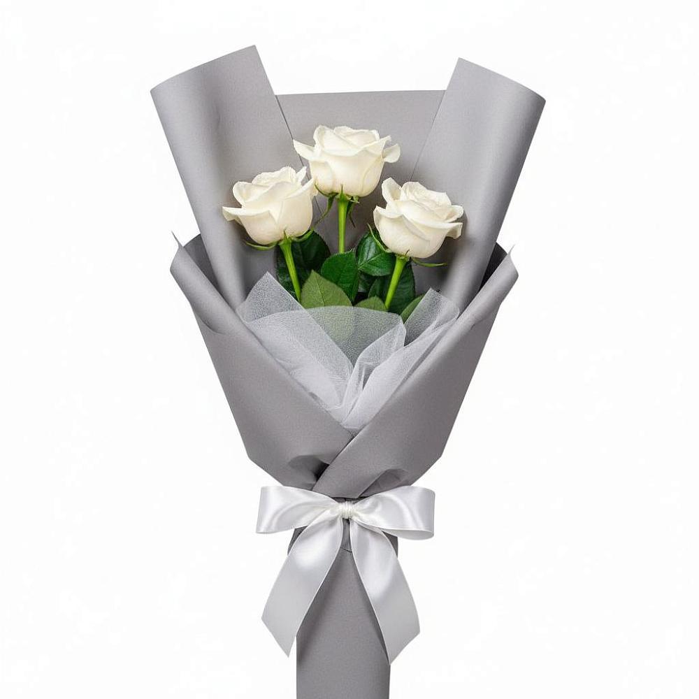 Букет 3 белые розы в Тихвине
