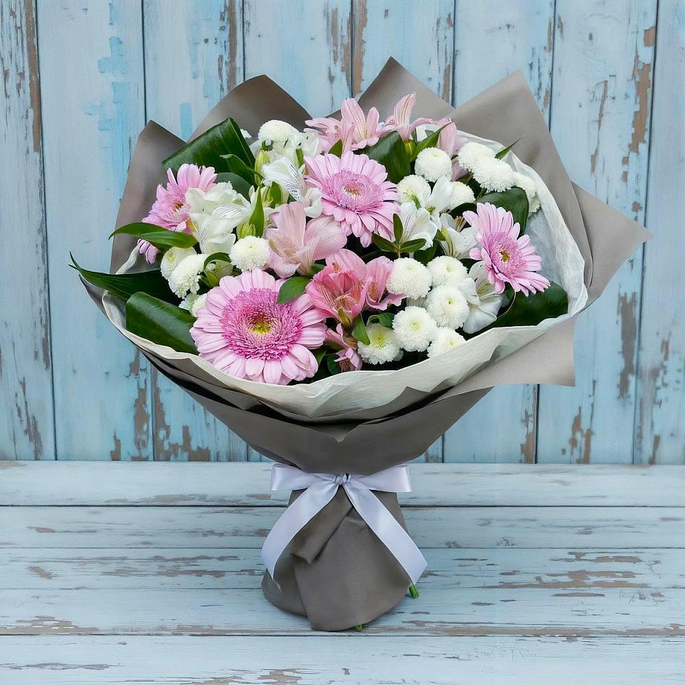 Букет цветов из: Герберы, Альстромерии и Хризантемы в Тихвине