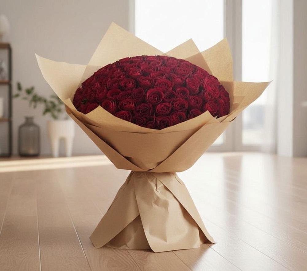 Букет 101 Красная роза в Тихвине