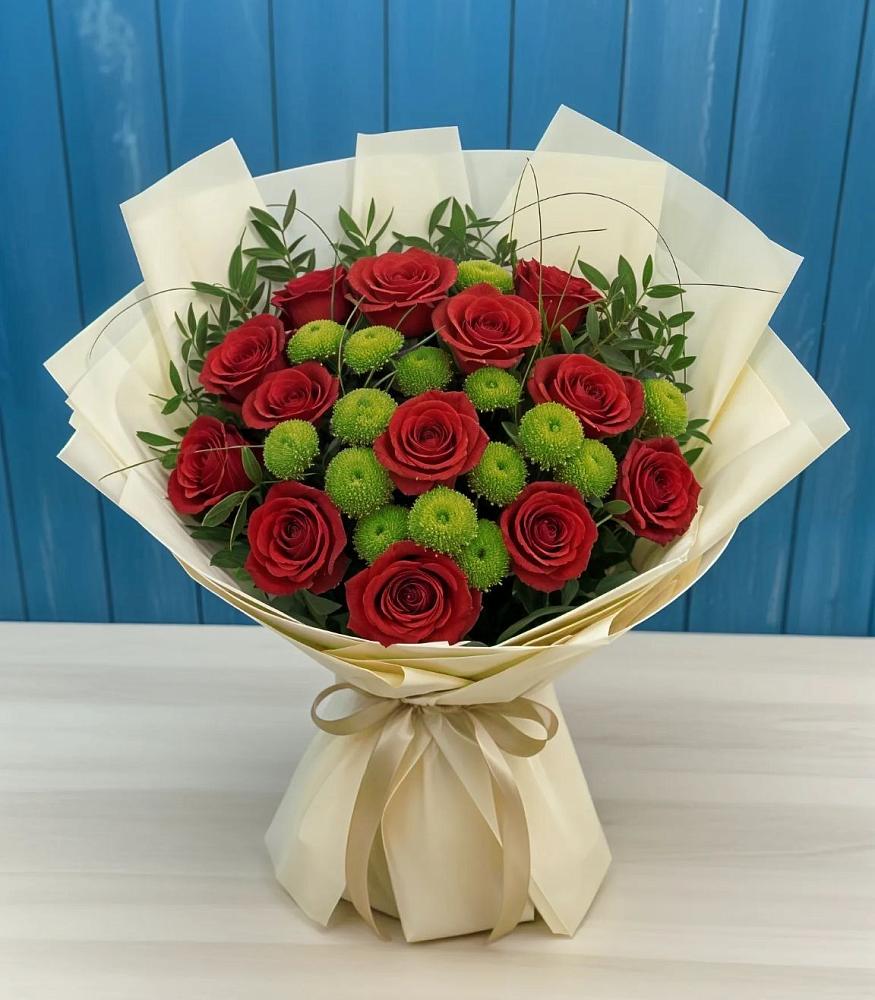 Букет цветов из: Розы и Хризантемы в Тихвине